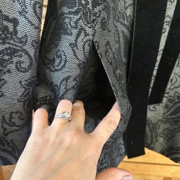 Linda Allard Ellen Tracy 0P Black Gray Open Front‎ Paisley Blazer - Picture 5 of 10